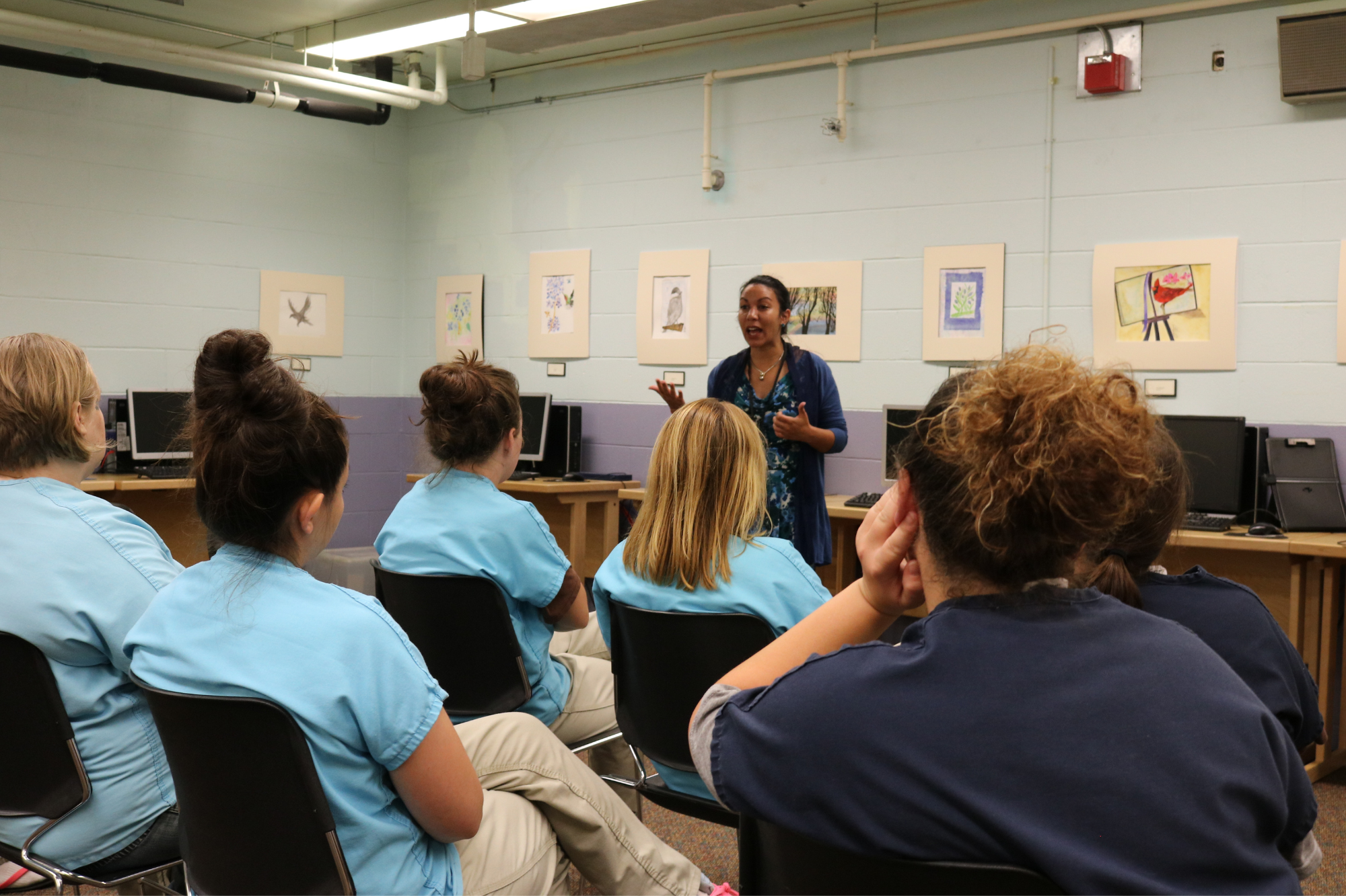 Kesha Ram speaks to justice-involved women at Enrichment Night.