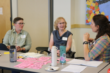Board Members talk at a meeting