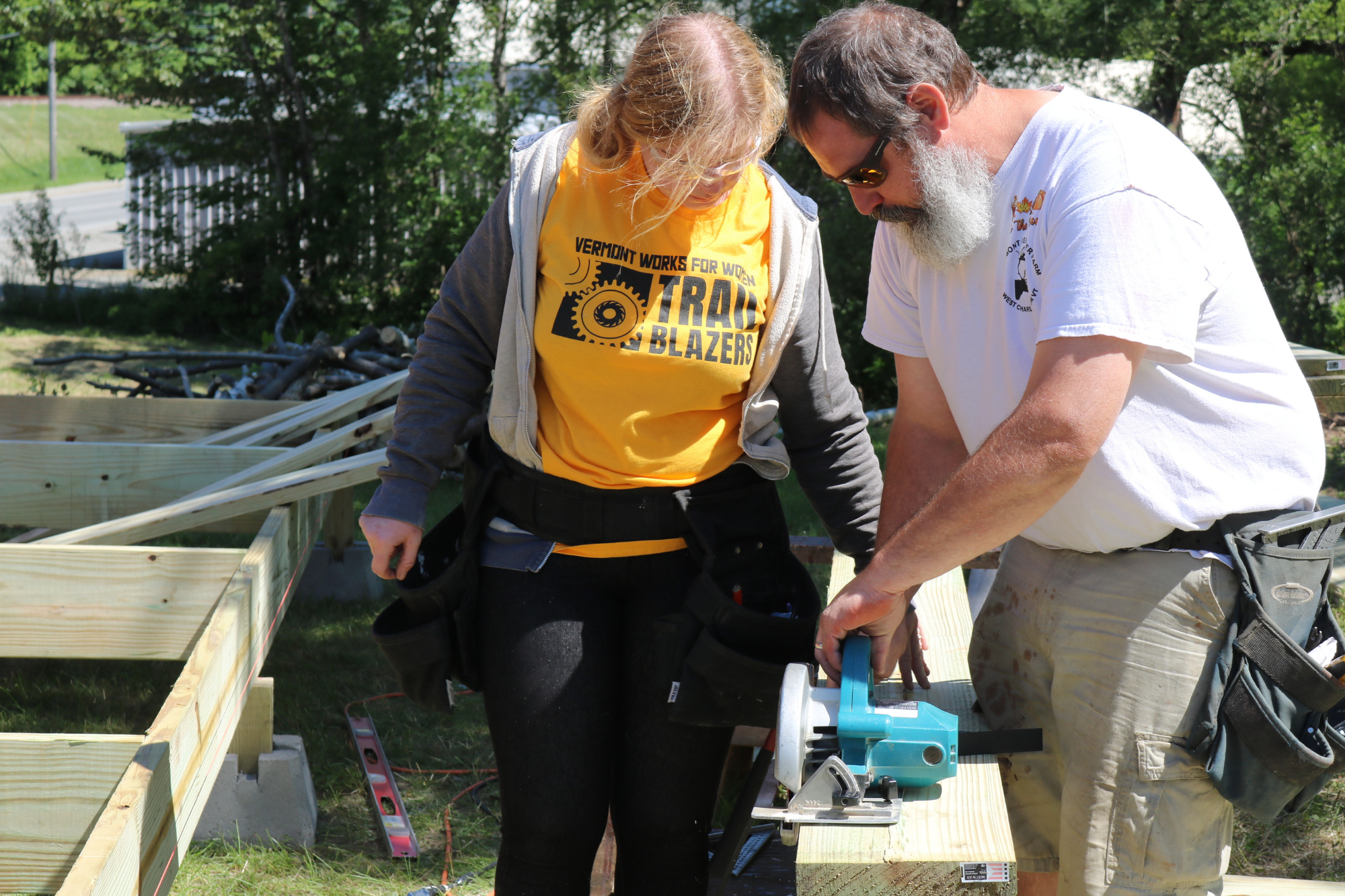 A Trailblazers participant works on a job site
