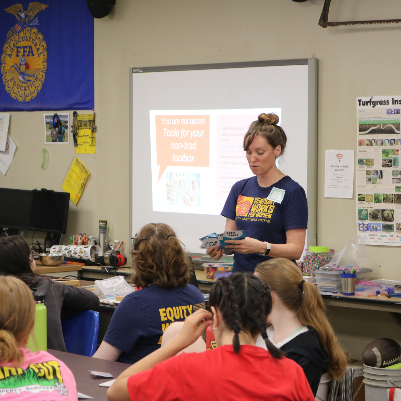 VWW Staff members facilitates a training with a school group