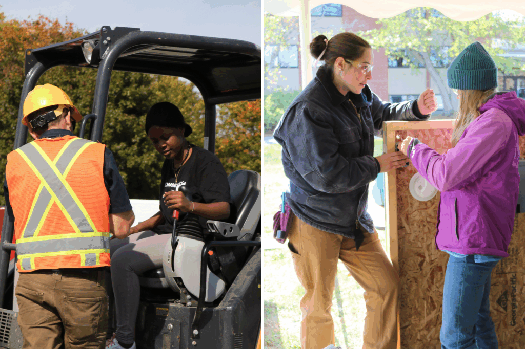 High school students try hands-on activities at the Women Can Do conference.
