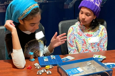 Rosie's Girls TECH campers use a Circuit Maze kit
