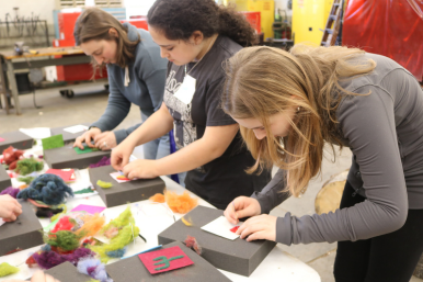 Students work with felt at Career Challenge Day at RTCC