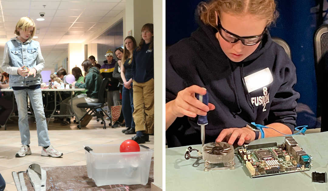 Campers try different STEM activities during Rosie's Girls TECH Camp