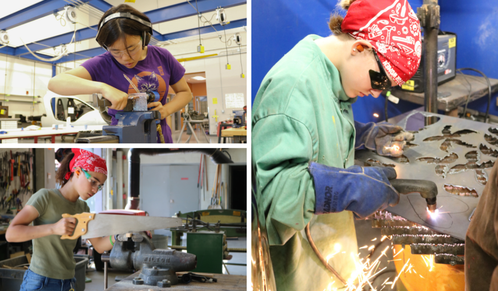 Rosie's Girls campers complete projects using different tools during the trades summer camp